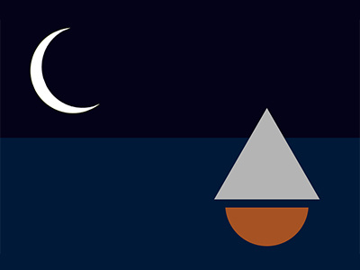 Night Moonshine boat digital illustration minamilst minimal sketch sun sunshine