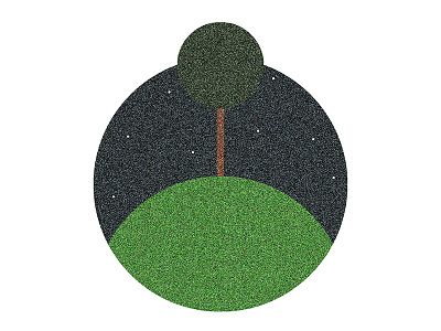 Single Tree at 3:15 A.M digital illustration minamilst minimal sketch sunshine tree