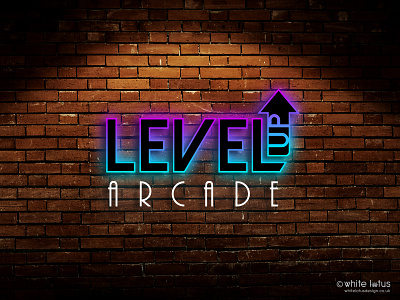 Level Up Logo arcade arcade games branding brick funky glow illustrator logo design neon neon sign photoshop retro typography vector