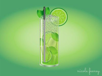 Mojito cocktail drink fresh green illustration lime mint mojito vector