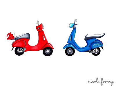 Scooters copics drawing illustration italy markers rome scooters sketch vespa