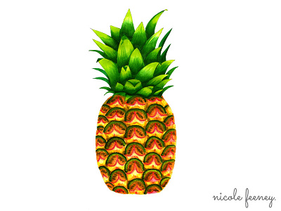 Pineapple copics drawing fruit illustration markers pen pineapple sketch tropical