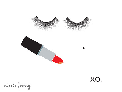 Lipstick & Lashes beauty cute feminine girly illustration lashes lipstick makeup simplistic