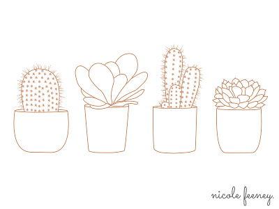 So-Cute-Lents cactus illustration linework plants simple succulents vector