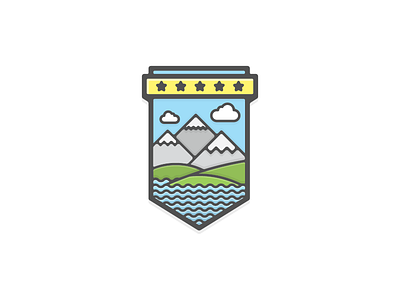 Countryside badge badge country coutryside flat mountains