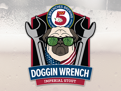 Doggin Wrench Badge badge design branding illustration