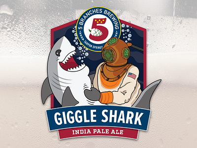 Giggle Shark Badge Design badge design branding design flat illustration logo minimal vector