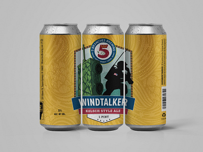 5BB Windtalker Kolsch Label Mockup badge design beer beer label branding design flat hops illustration label label design logo logos minimal packaging stars strips typography vector