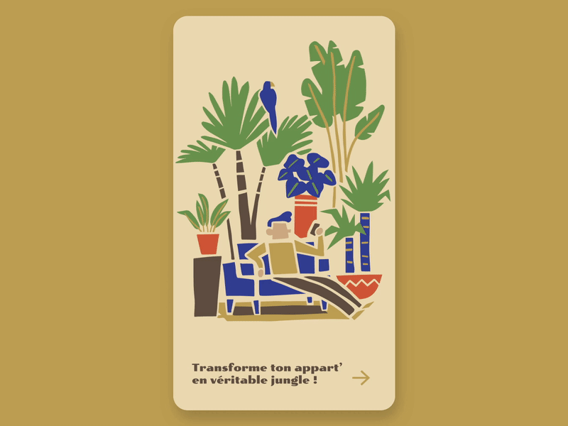 Onboarding plants app — Animation animation branding design graphic design green illustration interface jungle nature plant plants ui