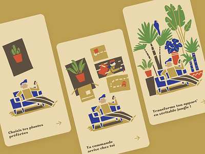 Onboarding plants app — Overview app design graphic design green illustration interface jungle nature plant plants ui vector
