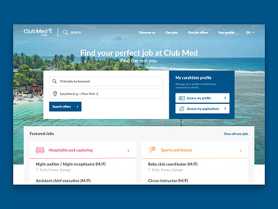 Club Med - careers website careers design flat hr jobs ui user ux website