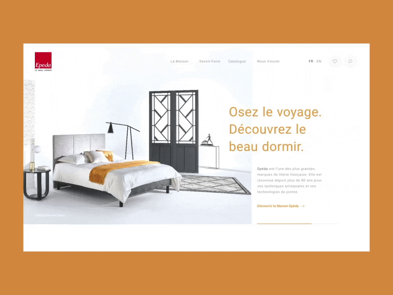Epeda - homepage advice animation bed bedroom blocs brand branding design ecommerce epeda interface light mattress mood night relax smooth ui ux website