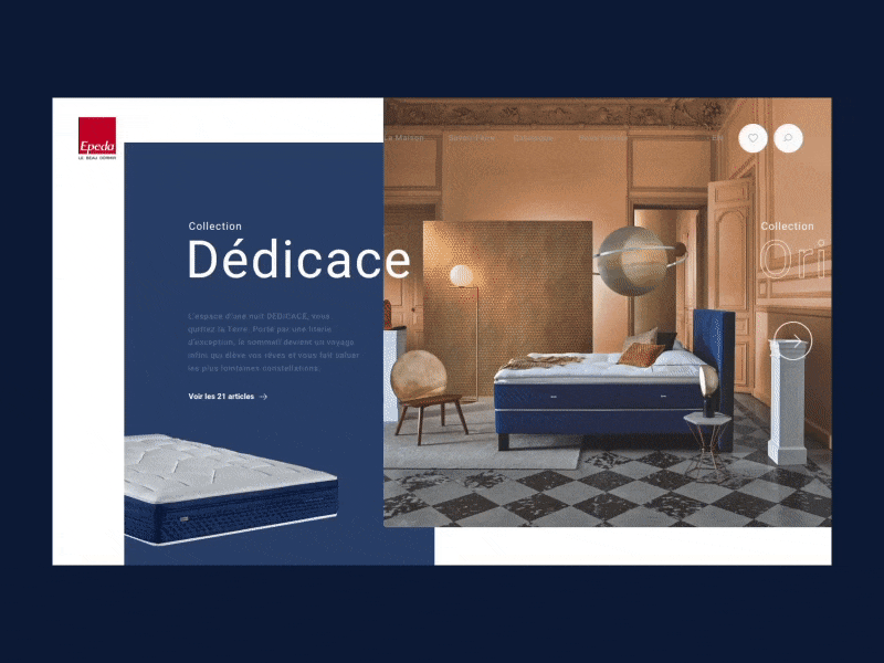 Epeda - slider focus animation bed bedroom blocs brand branding guide design ecommerce epeda high-end interface light mattress mood night relax smooth ui ux website