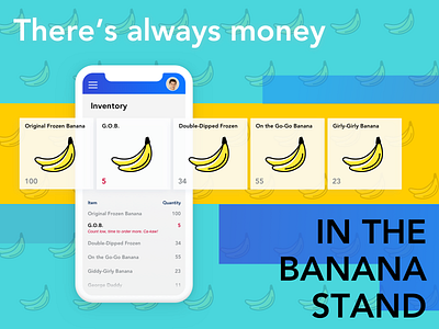 Weekly UI Challenge arrested development banana stand card data table design gradient inventory mobile mobile app mobile app design ombre restaurant table ui vector