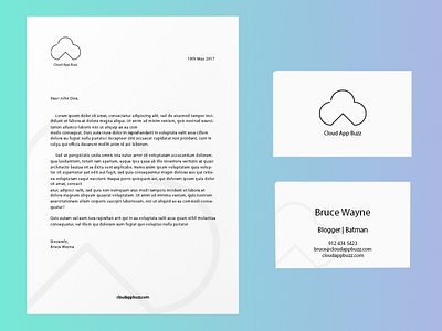 Cloud App Buzz Letterhead And Businesses Card Design businesscard letterhead logo minimal white
