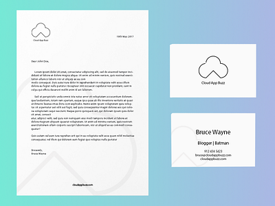 Cloud App Buzz Letterhead And Businesses Card Design