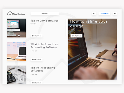 Cloud App Buzz Blog Design blog blogdesign minimal white