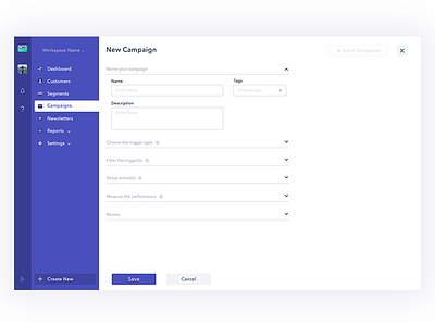 New Campaign form - Customer.io Re-design