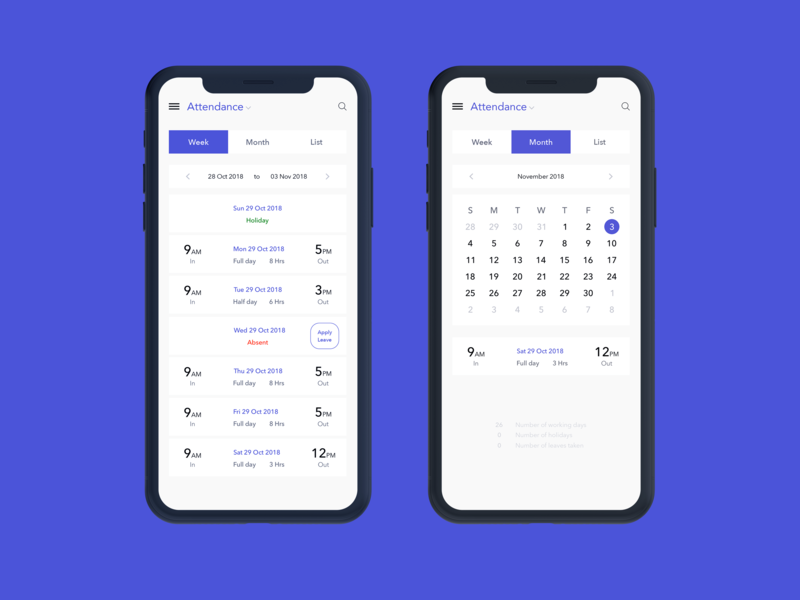 Attendance View | Responsive HR Web App by Dinesh Ramamurthy on Dribbble