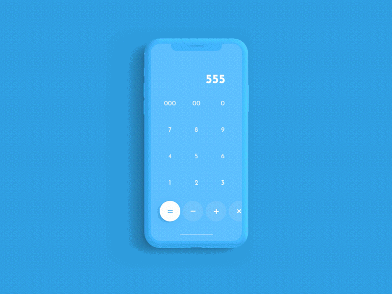 Calculator app blue calculator calculator design dailyui shake ui design