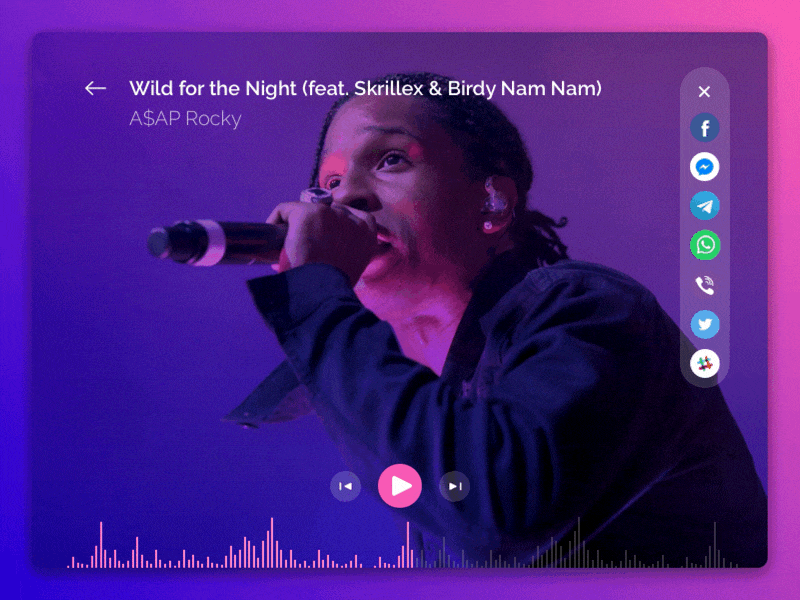 Social share in music player animation app button dailyui music play player share social sound