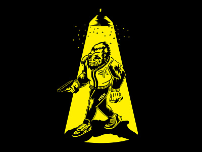 Night monkey adobe illustrator banana crime gang gorilla illustration lantern monkey print yellow