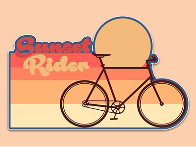 Sunset Rider badge bicycle bike colors logo moon movement patch sticker sun sunset vintage