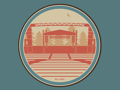 Mesker Amphitheater Sticker amphitheater badge blue music old patch red sticker theater venue vintage
