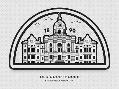 Old Courthouse 1890 - Evansville Indiana badge black building city dots illustration office old patch sticker vector white