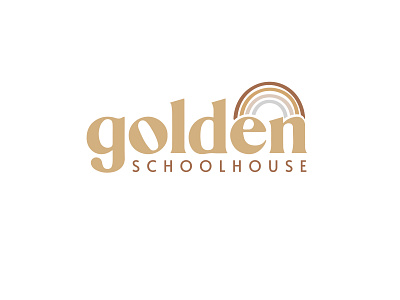 Golden Schoolhouse logo bohemian vibes boho homeschool logo logo design logodesign logotype muted colors typography