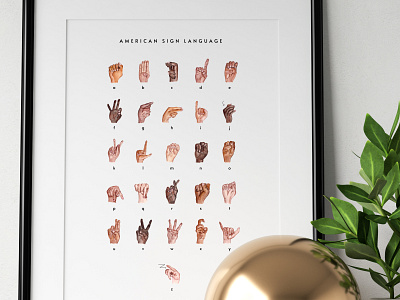 American Sign Language Watercolor Poster