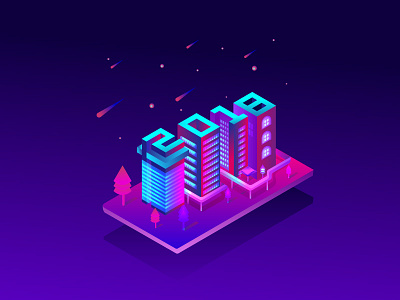 2018 2018 buildings city isometric illustration new year