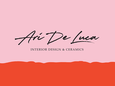 Ari de Luca - logotype branding ceramic fun interior design lettering logo orange pink script trendy vector