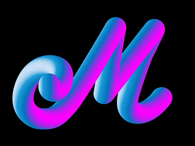 M 3d 80 80s bright illustration illustrator logo monogram typography