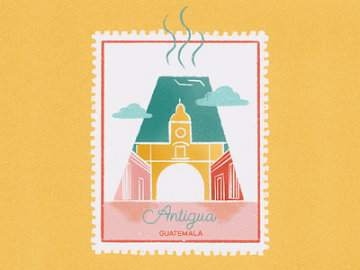Cities stamps series - Antigua, Guatemala 36days a 36daysoftype a letter city gritty guatemala illustration lettering procreate stamp travel typography vintage