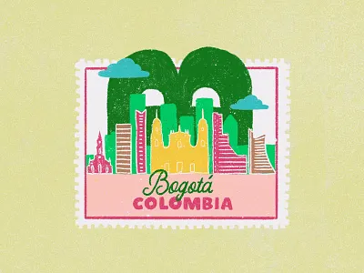 Cities stamps series - Bogotá, Colombia calligraphy cities city colombia handdrawn illustration map procreate stamp traveling travelling tropical typography vintage