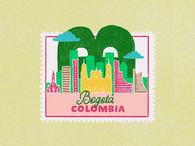Cities stamps series - Bogotá, Colombia calligraphy cities city colombia handdrawn illustration map procreate stamp traveling travelling tropical typography vintage