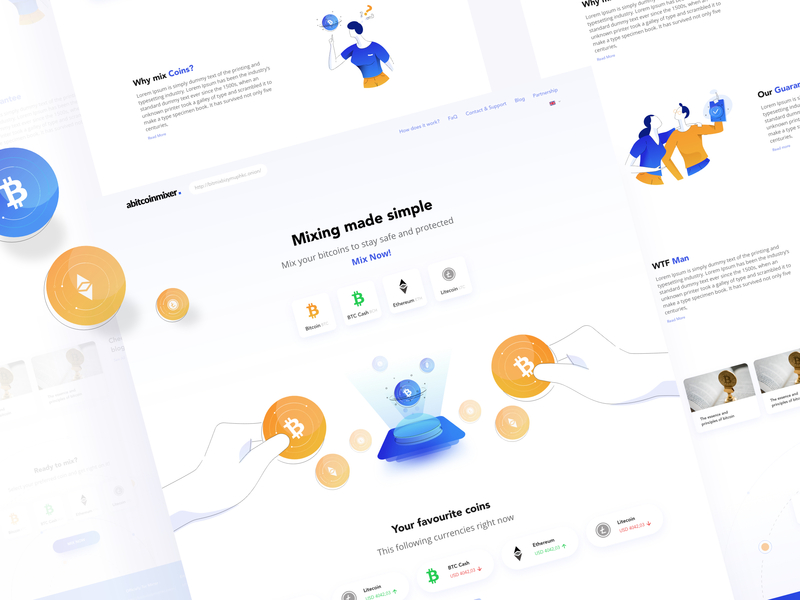 Cryptocurrency Mixer blockchacin clean crypto crypto currency design illustration landingpage ui ux website