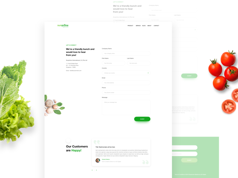 Contact Page Sunprime Website clean food seeds simple ui website