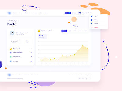 Profile Dashboard bitcoin colorful cryptocurrency dashboard earn gradient profile simple ui ux website