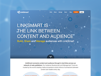 LinkSmart Homepage Design blue homepage links network traffic website