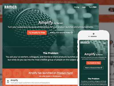 Amplify Landing Page facebook launching linkedin product hunt sharing social media twitter