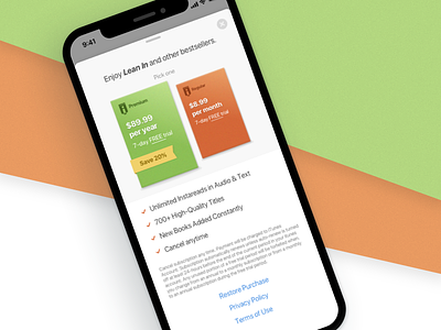 Subscription Book Service Before & After ios iphone ui