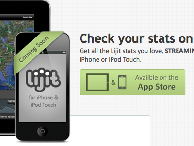 Real Time Stats button ipad iphone lijit