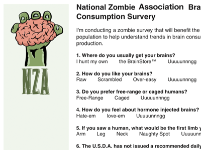 National Zombie Association survey zombie