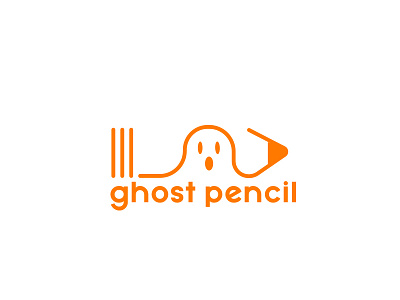 Ghost pencil logo art brand branding creative design dribbble graphic logo mark minimal negativespace shot