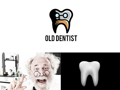 Old Dentist logo brand branding creative creativity dentist graphicdesign logo man mascot moustache old tooth