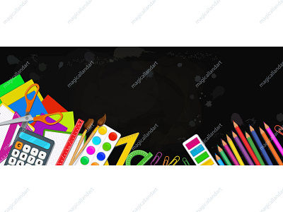 Back to school education concept back background black board calculator chalkboard education element learning magicallandart notebook olline paint realistic school shop store supplies to vector