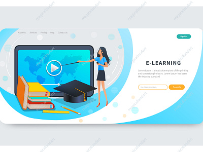 Online education courses app countries couurses distance e learning landing learning magicallandart online page people service students teacher teaches tutor web webinar woman