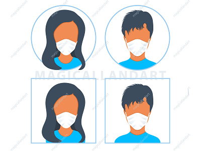 People in medical face protection mask